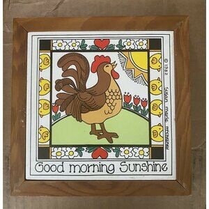Susan Marie McChesney "Good Morning Sunshine" Wooden Framed Wall Art trivet 1982